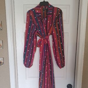 Striped Polka Dot Midi Dress